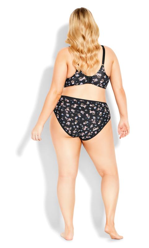 Evans Evans Black Floral Microfibre Print Hi Cut Brief