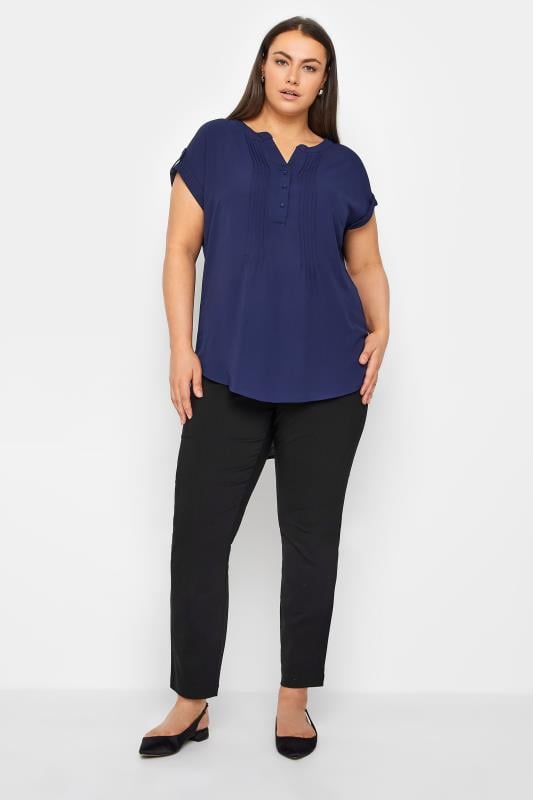 Evans Evans Black Slim Leg Zip Front Cropped Trousers