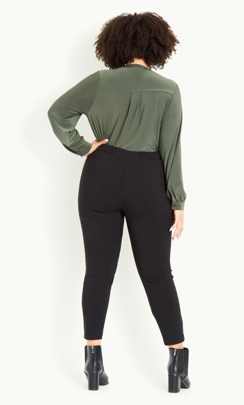 Evans Evans Black Slim Leg Zip Front Cropped Trousers