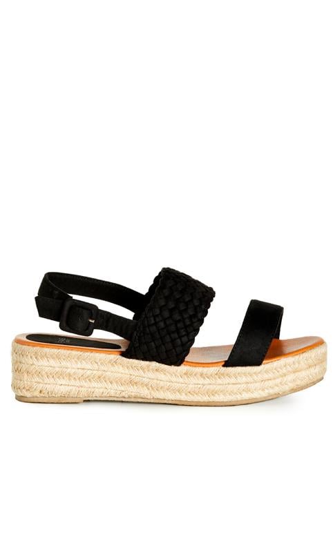 Evans Evans Black WIDE FIT Woven Espedrille Sandals