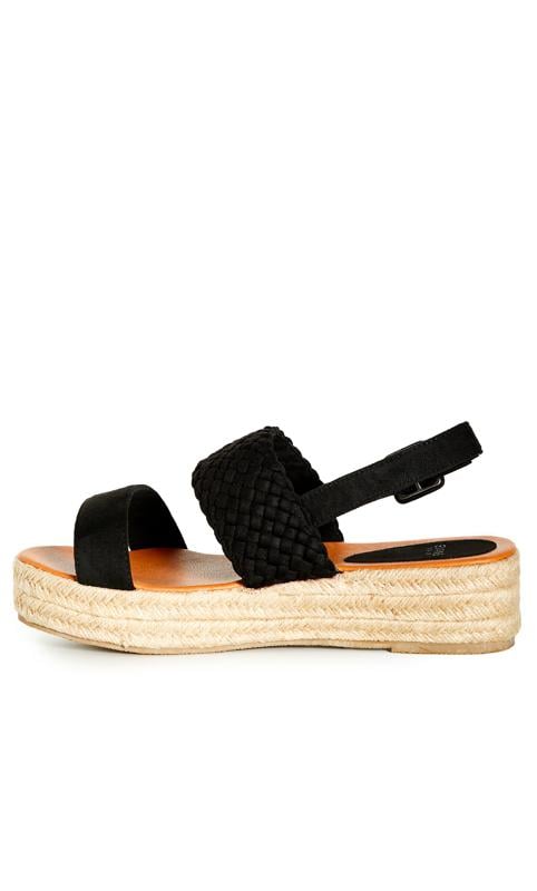 Evans Evans Black WIDE FIT Woven Espedrille Sandals