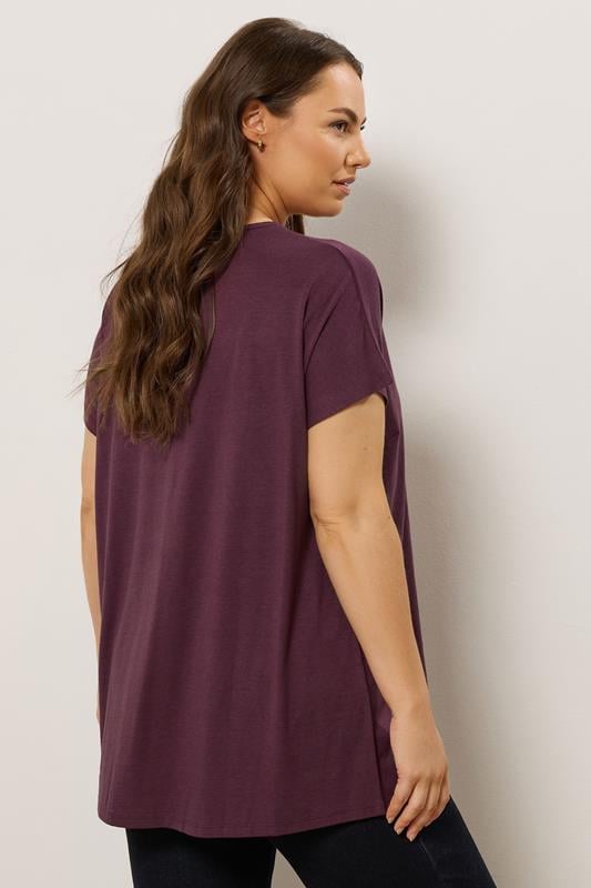 Evans EVANS Curve Berry Purple Keyhole Front Pleat Top