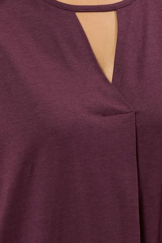 Evans EVANS Curve Berry Purple Keyhole Front Pleat Top