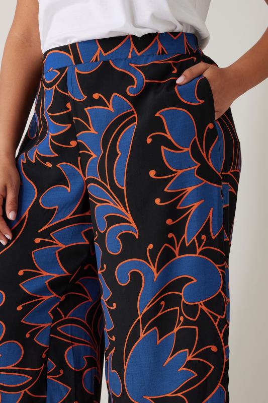 Evans EVANS Curve Black Abstract Print Crepe Wide Leg Trousers