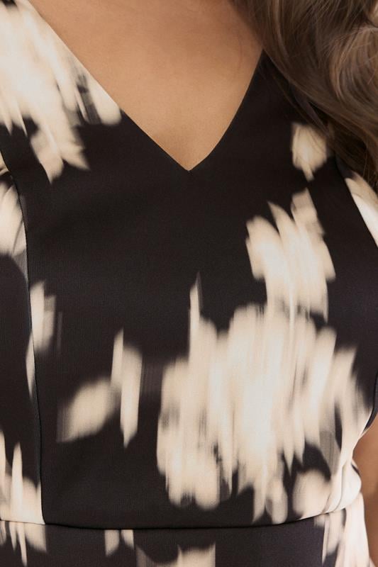 Evans EVANS Curve Black Blurred Floral Peplum Occasion Top