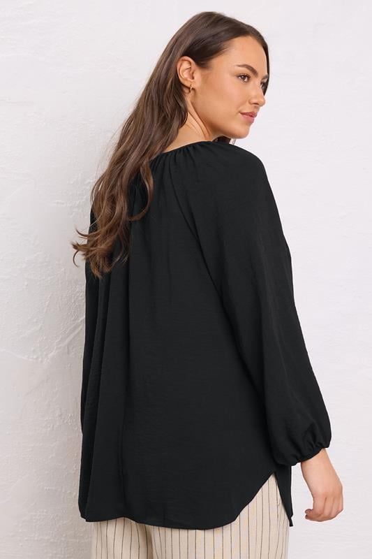 Evans EVANS Curve Black Button Front Long Sleeve Blouse