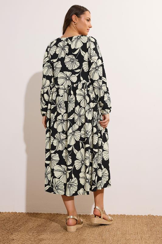 Evans EVANS Curve Black Contrast Floral Jersey Crepe Dress