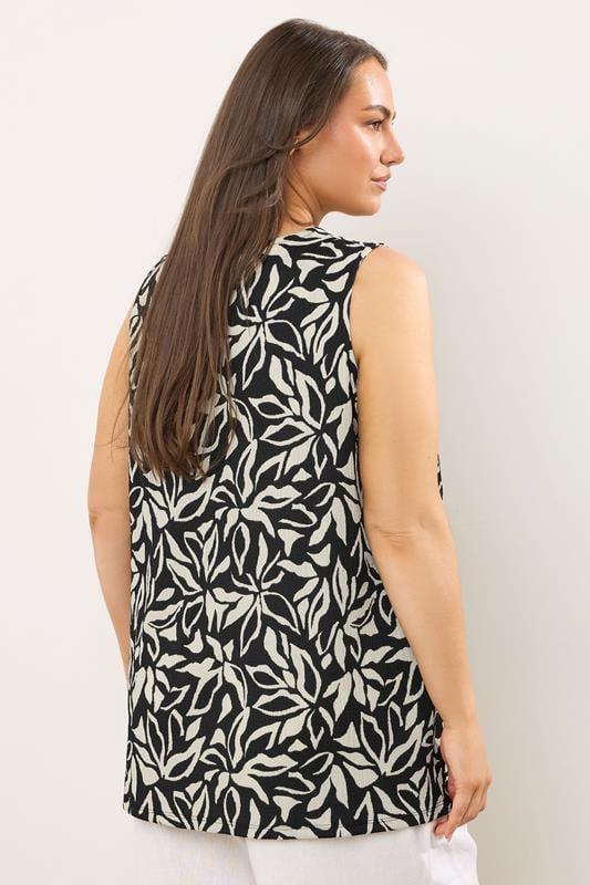 Evans EVANS Curve Black Floral Pleat Front Jersey Vest Top