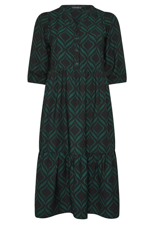 evans EVANS Curve Black Geometric Print Half Placket Dress