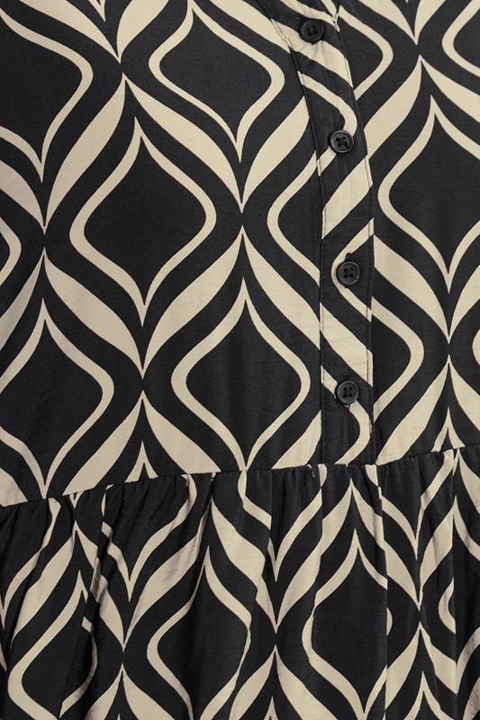 Evans EVANS Curve Black Geometric Print Tiered Midi Dress