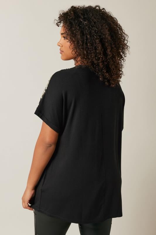 Evans EVANS Curve Black & Gold Sequin Embellished T-Shirt