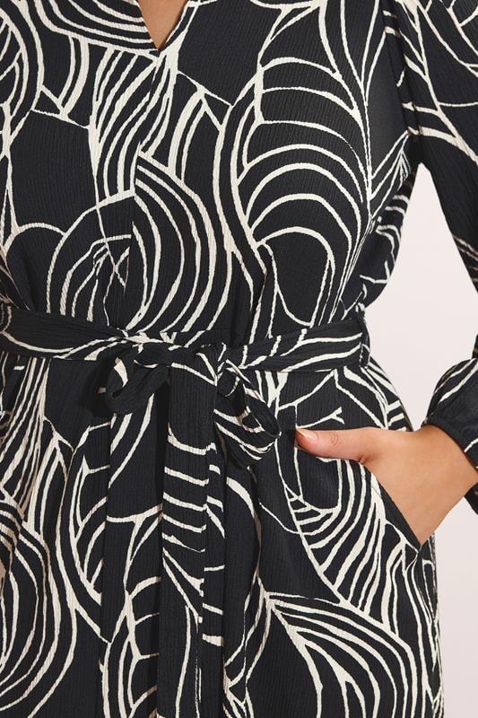 Evans EVANS Curve Black Linear Print Belted Shirt Dress