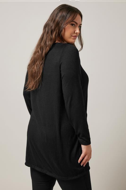 Evans EVANS Curve Black Luxe Pocket Front Longline Top