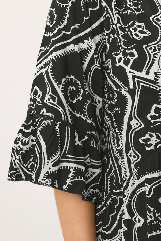 Evans EVANS Curve Black Paisley Print Dipped Hem Dress