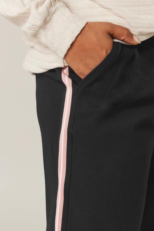 Evans EVANS Curve Black & Pink Side Stripe Wide Leg Trousers