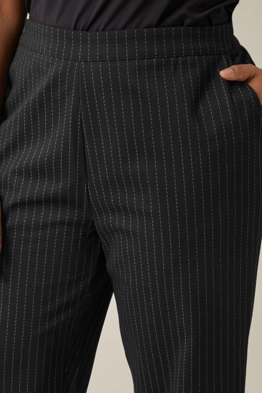 Evans EVANS Curve Black Pinstripe Wide Leg Trousers