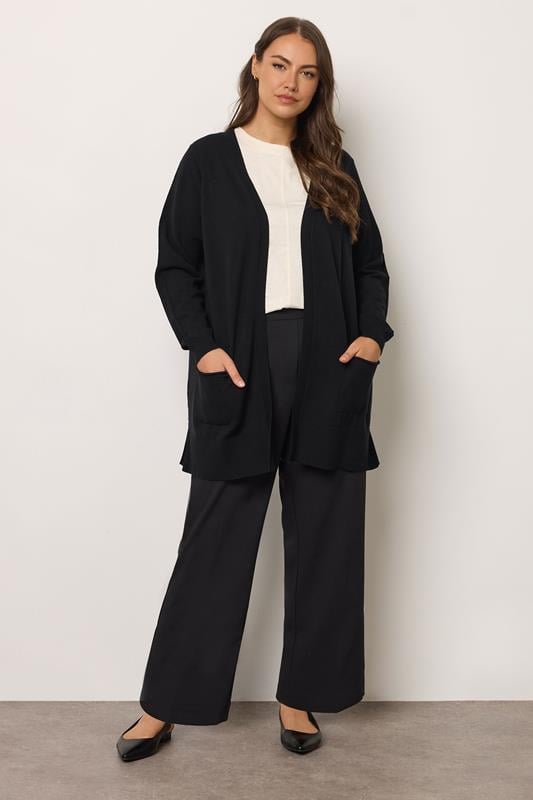 Evans EVANS Curve Black Premium Pocket Front Cardigan