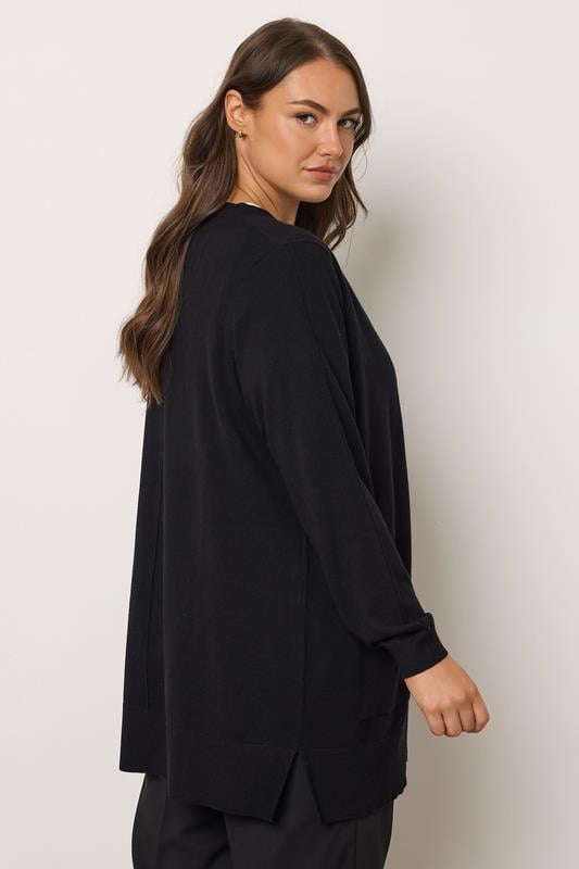 Evans EVANS Curve Black Premium Pocket Front Cardigan