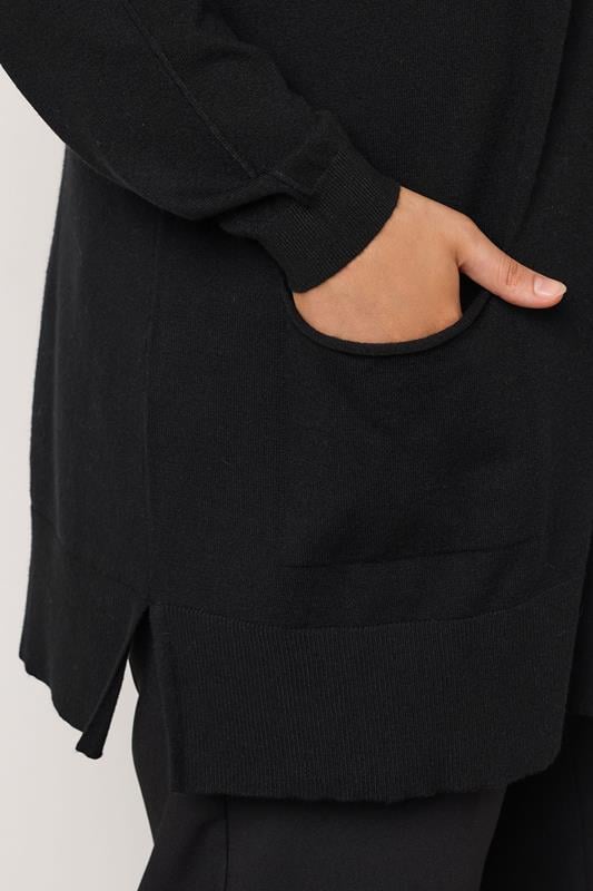 Evans EVANS Curve Black Premium Pocket Front Cardigan
