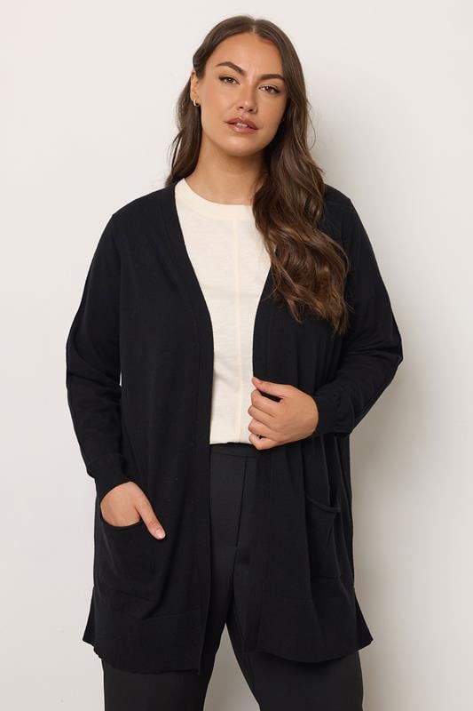 evans EVANS Curve Black Premium Pocket Front Cardigan
