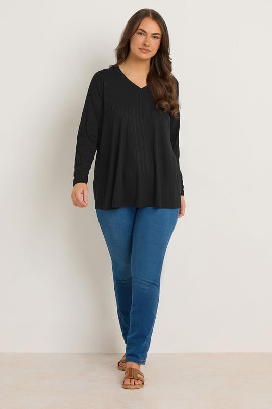 Evans EVANS Curve Black Premium Ribbed Modal Blend Swing Top
