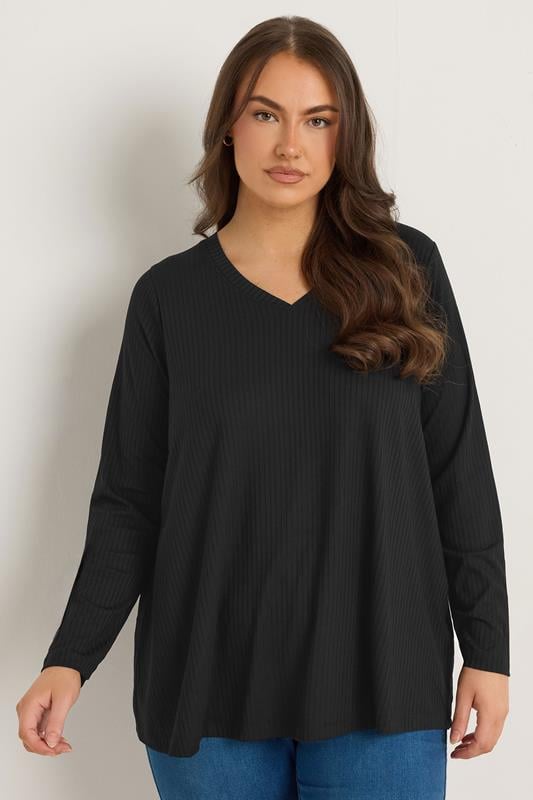 evans EVANS Curve Black Premium Ribbed Modal Blend Swing Top