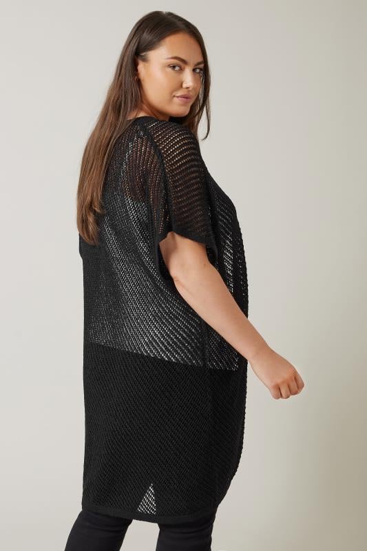 Evans Evans Curve Black Short Sleeve Longline Cardigan