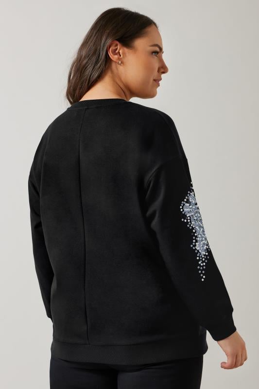 Evans EVANS Curve Black & Silver Sequin Embellished Sweatshirt