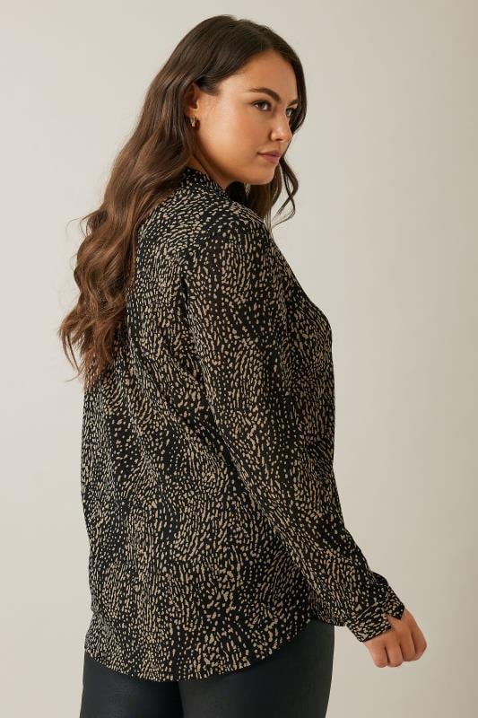 Evans EVANS Curve Black Spot Print Half Placket Shirt