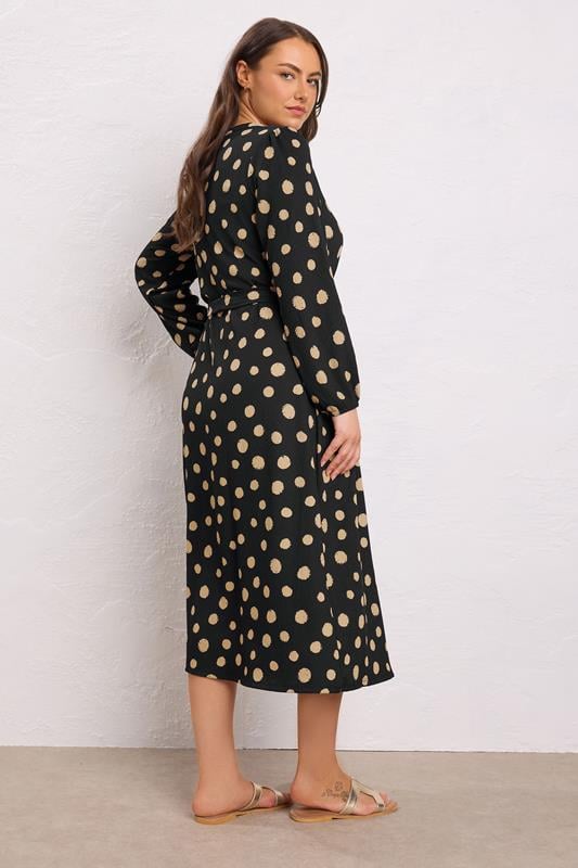 Evans EVANS Curve Black Spot Print Split Front Dress