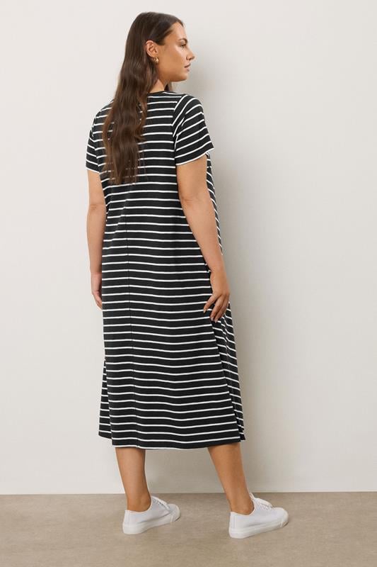 Evans EVANS Curve Black Stripe Premium Cotton Dress