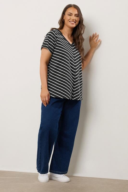 Evans EVANS Curve Black Stripe Premium Cotton T-Shirt