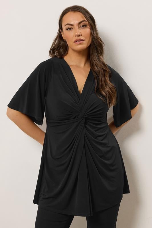 Evans EVANS Curve Black Twist Front Angel SleeveTop