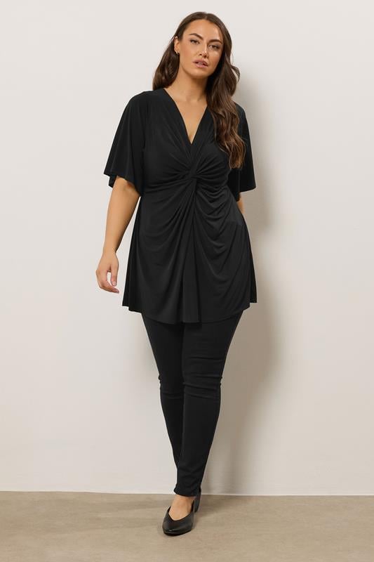 Evans EVANS Curve Black Twist Front Angel SleeveTop