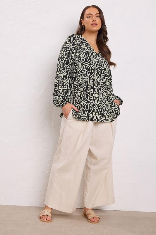 Evans EVANS Curve Black & White Abstract Print Blouse