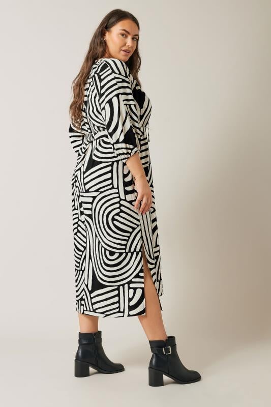 Evans EVANS Curve Black & White Abstract Print Midi Dress