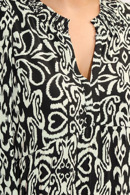 Evans EVANS Curve Black & White Abstract Print Tiered Midi Dress