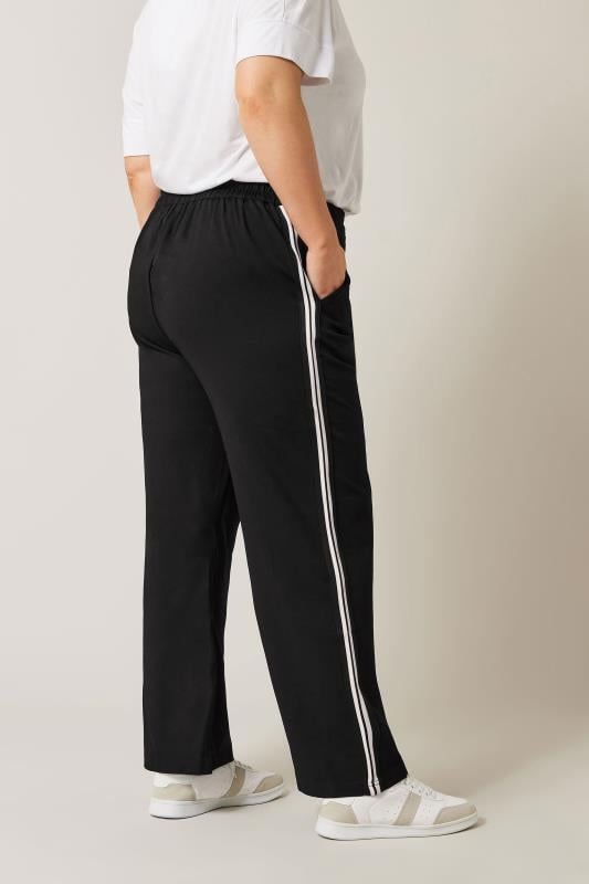 Evans EVANS Curve Black & White Side Stripe Wide Leg Trousers