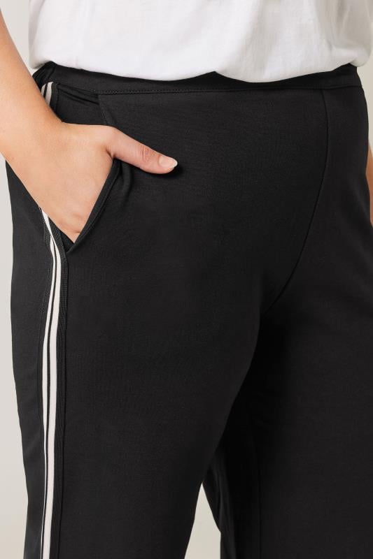 Evans EVANS Curve Black & White Side Stripe Wide Leg Trousers