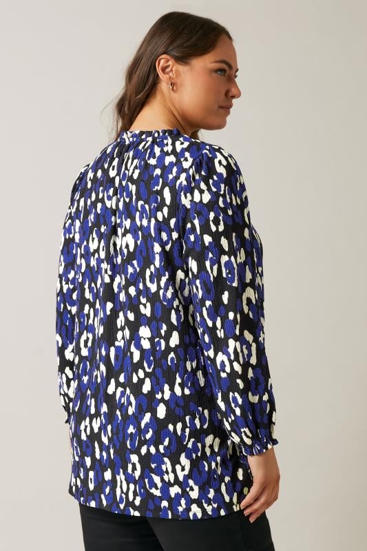 Evans EVANS Curve Blue Animal Print Jersey Crepe Blouse