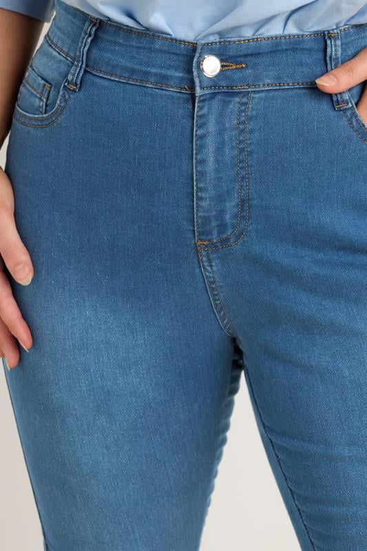 Evans EVANS Curve Blue Midwash High Waisted Skinny Jeans