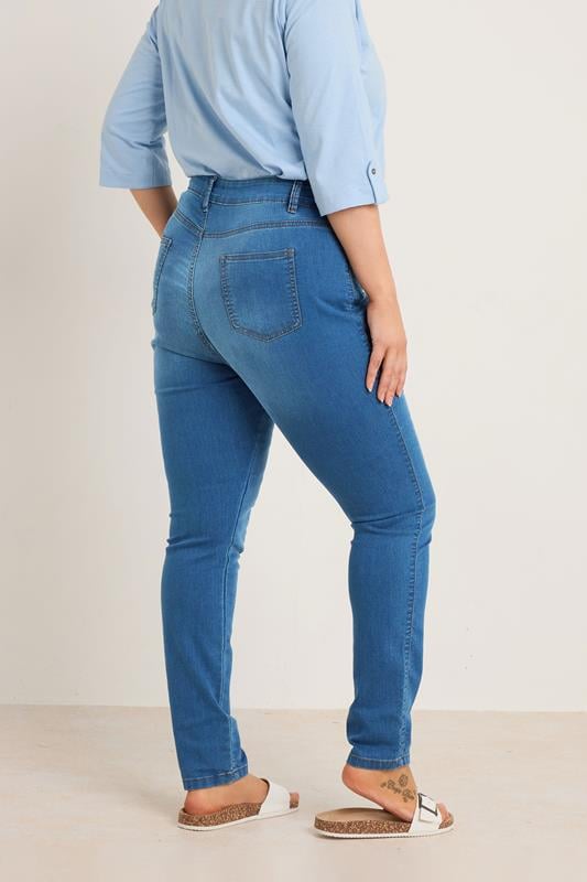 Evans EVANS Curve Blue Midwash High Waisted Skinny Jeans