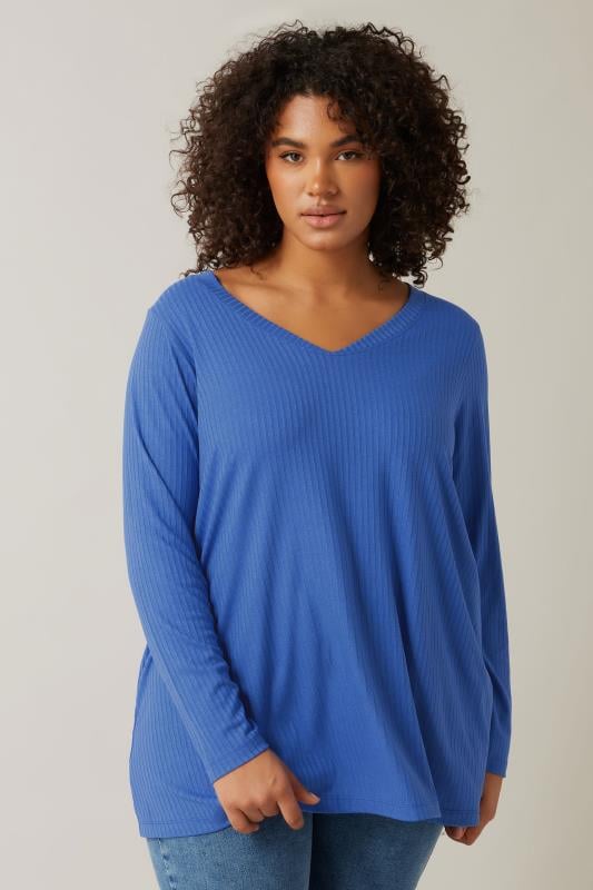 Evans EVANS Curve Blue Premium Ribbed Modal Blend Swing Top