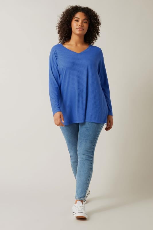 Evans EVANS Curve Blue Premium Ribbed Modal Blend Swing Top