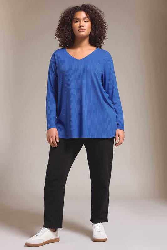 evans EVANS Curve Blue Premium Ribbed Modal Blend Swing Top