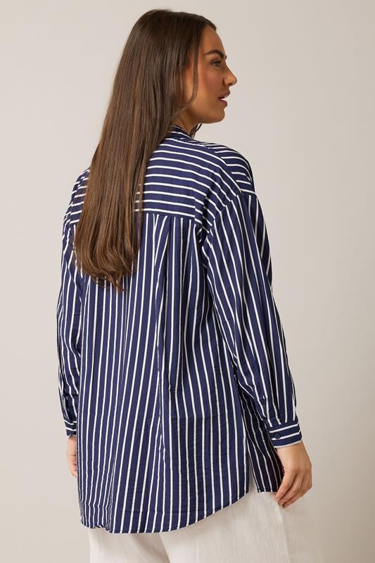 Evans EVANS Curve Blue & White Stripe Girlfriend Shirt