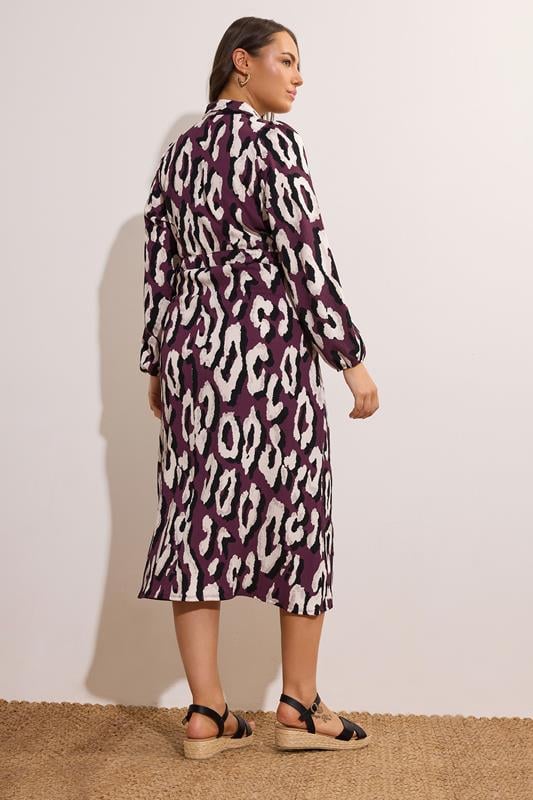 Evans EVANS Curve Burgundy Red Animal Print Crepe Midaxi Dress