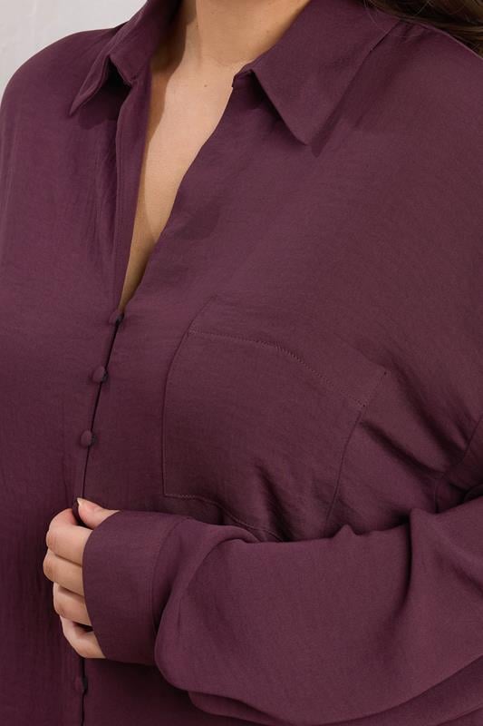 Evans EVANS Curve Burgundy Red Dipped Hem Oversized Shirt