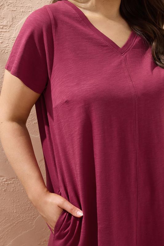 Evans EVANS Curve Burgundy Red Premium Cotton Dress