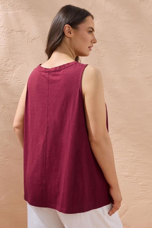 Evans EVANS Curve Burgundy Red Premium Cotton Vest Top